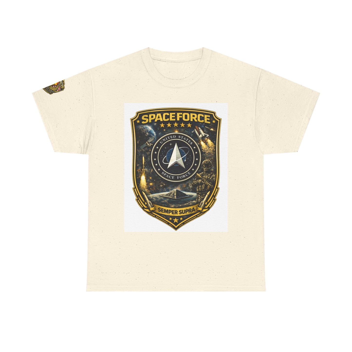 Space Force Shield T-Shirt â€” 'Spaceforce' Emblem w/ Legacy 5 Brand Crest