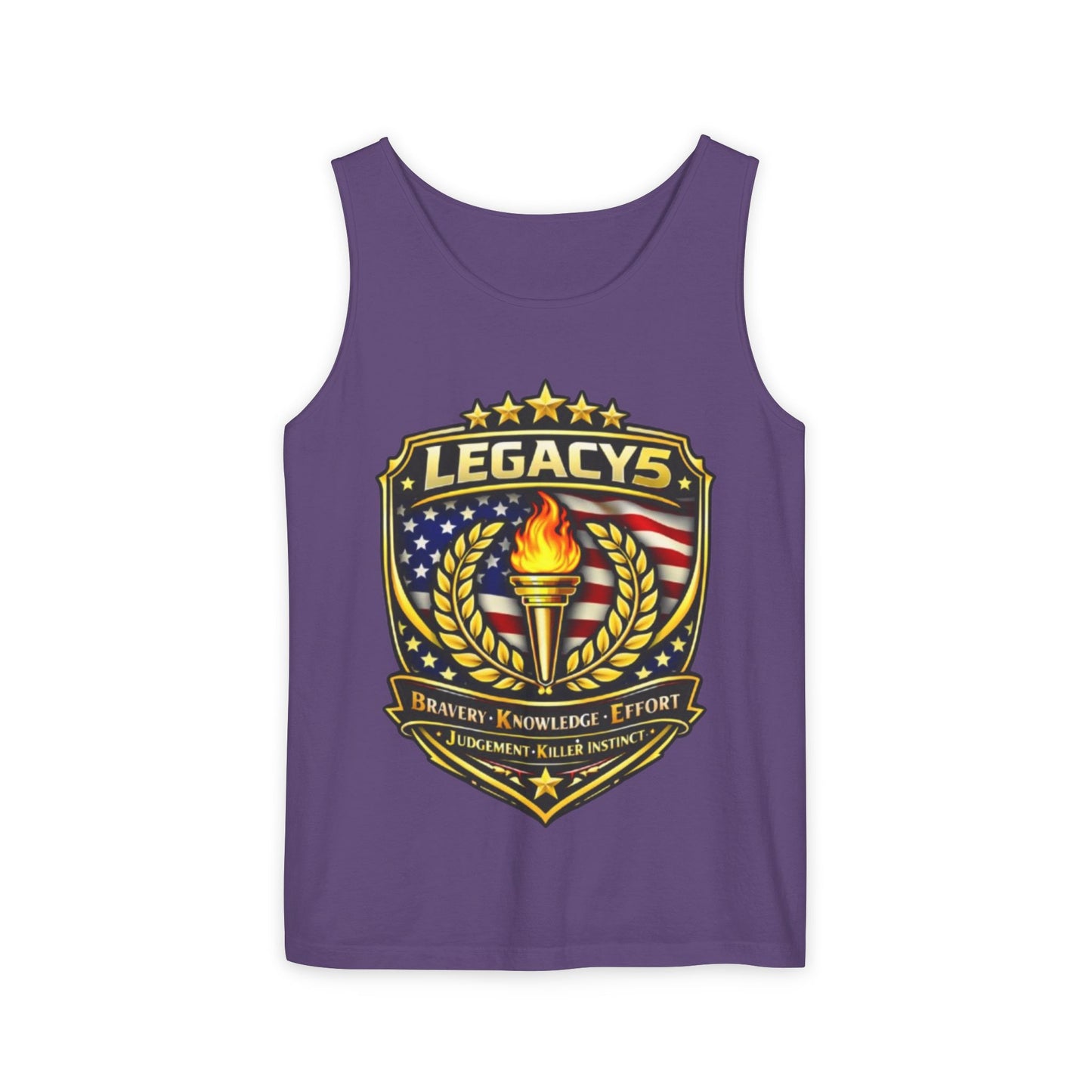 Legacy Shield Tank Top â€” American Flag Torch Emblem