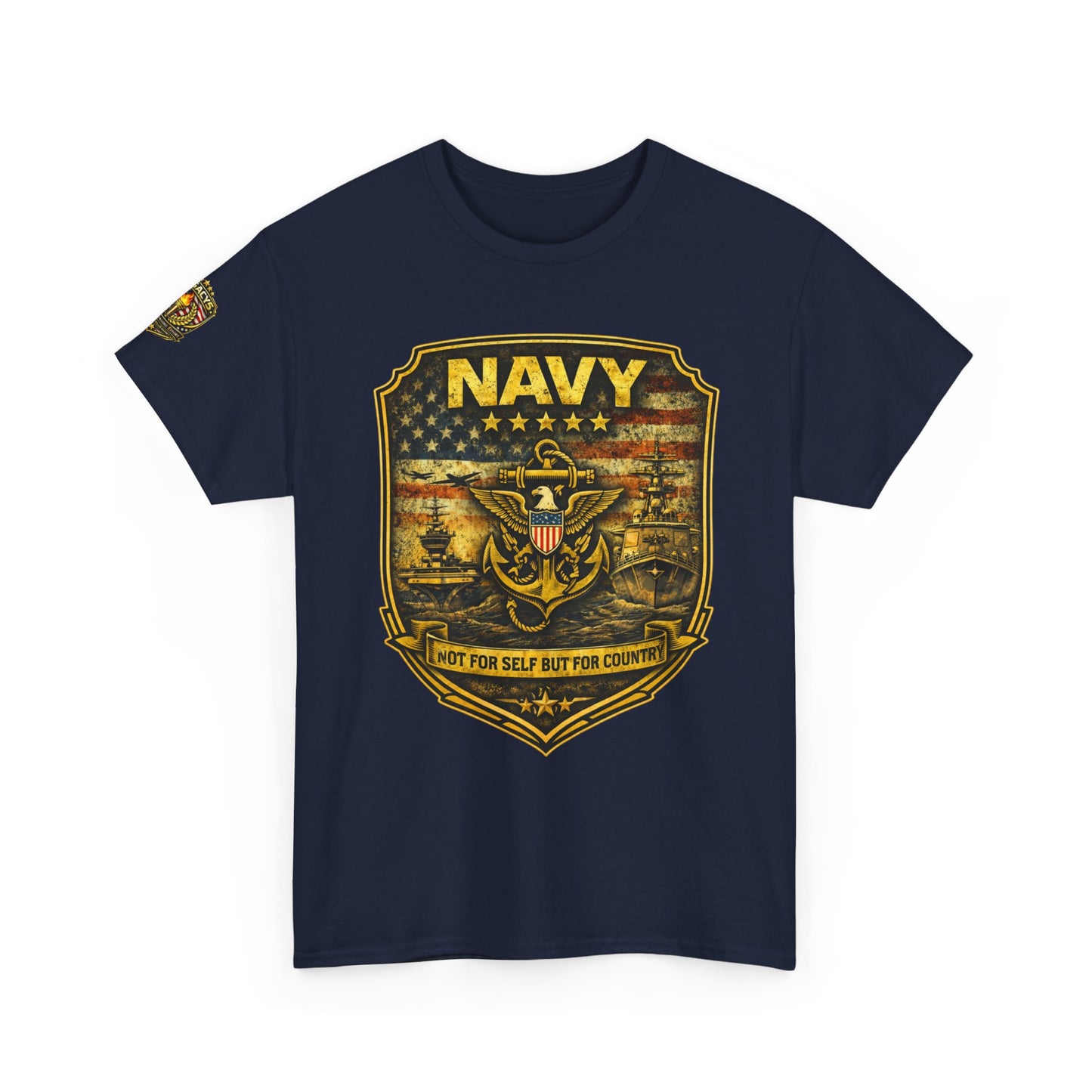 Navy Shield Graphic Tee â€” 'Not For Self But For Country' Patriotic Military w/ Legacy 5 Brand Crest