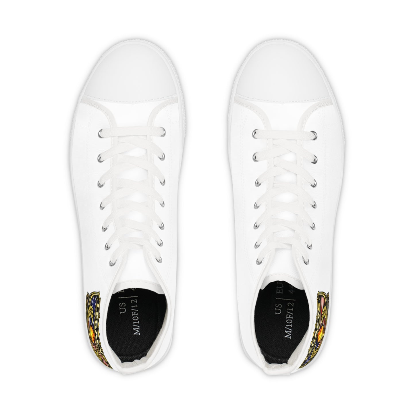 Legacy 5 Brand Crest High Top Sneakers â€” White Canvas Mens Shoes