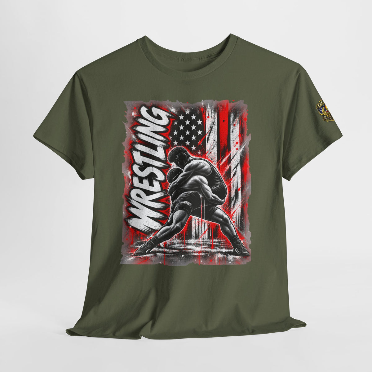 Wrestling USA Flag Tee — "Discipline Builds Champions"