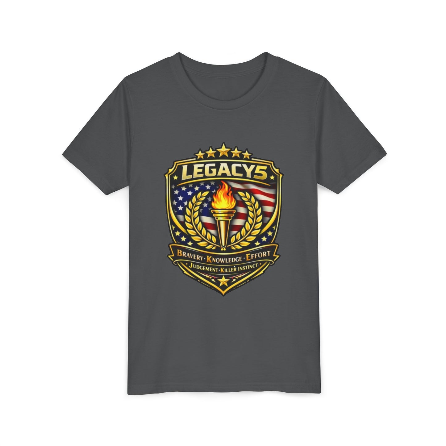 Youth Tee — "Legacys" Patriotic Torch Emblem