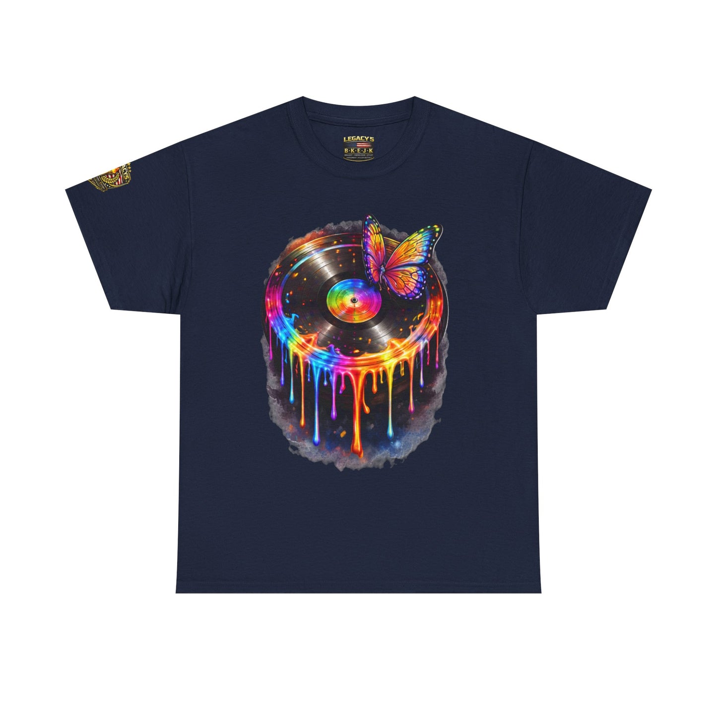 Colorful Dripping Retro Music Vinyl Record Butterfly T-Shirt