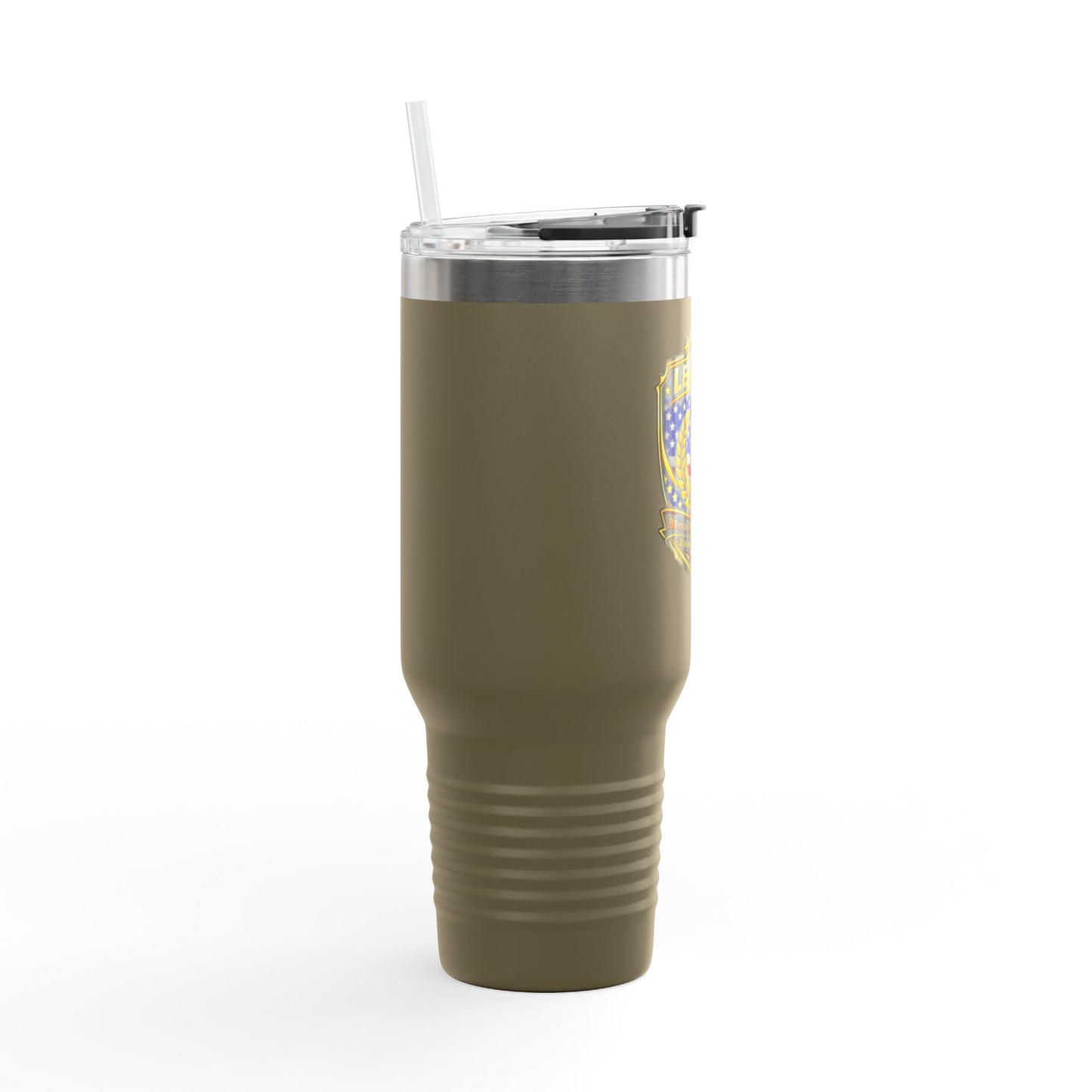 Legacy5 Shield 40oz Insulated Travel Mug â€” Patriotic Torch Emblem