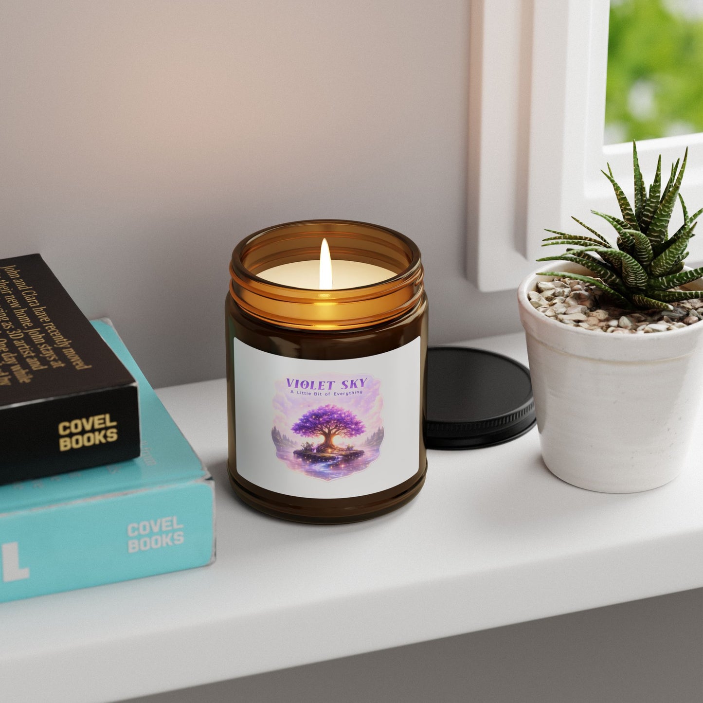 Violet Sky Soy Candle â€” Amber Jar Aromatherapy Candle
