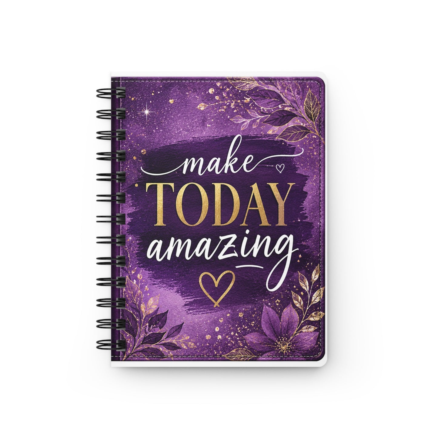 Make Today Amazing Spiral Journal — Inspirational Purple Floral Notebook
