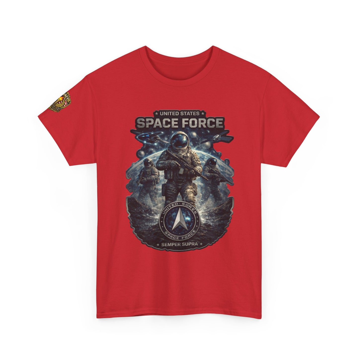 Space Force Graphic Tee â€” Astronaut Troopers Military Space Design w/ Legacy 5 Brand Crest