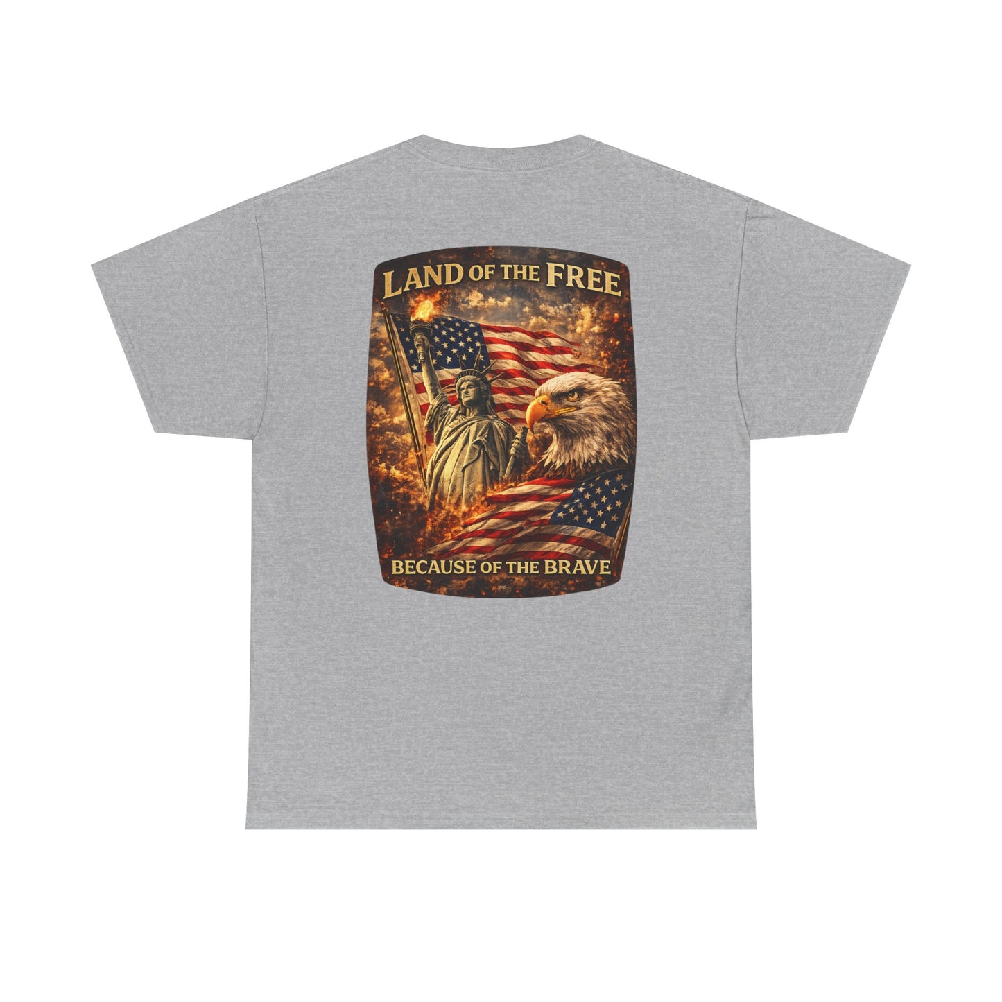 Patriotic 'Land of the Free' American Flag, Statue of Liberty & Eagle Graphic T-shirt