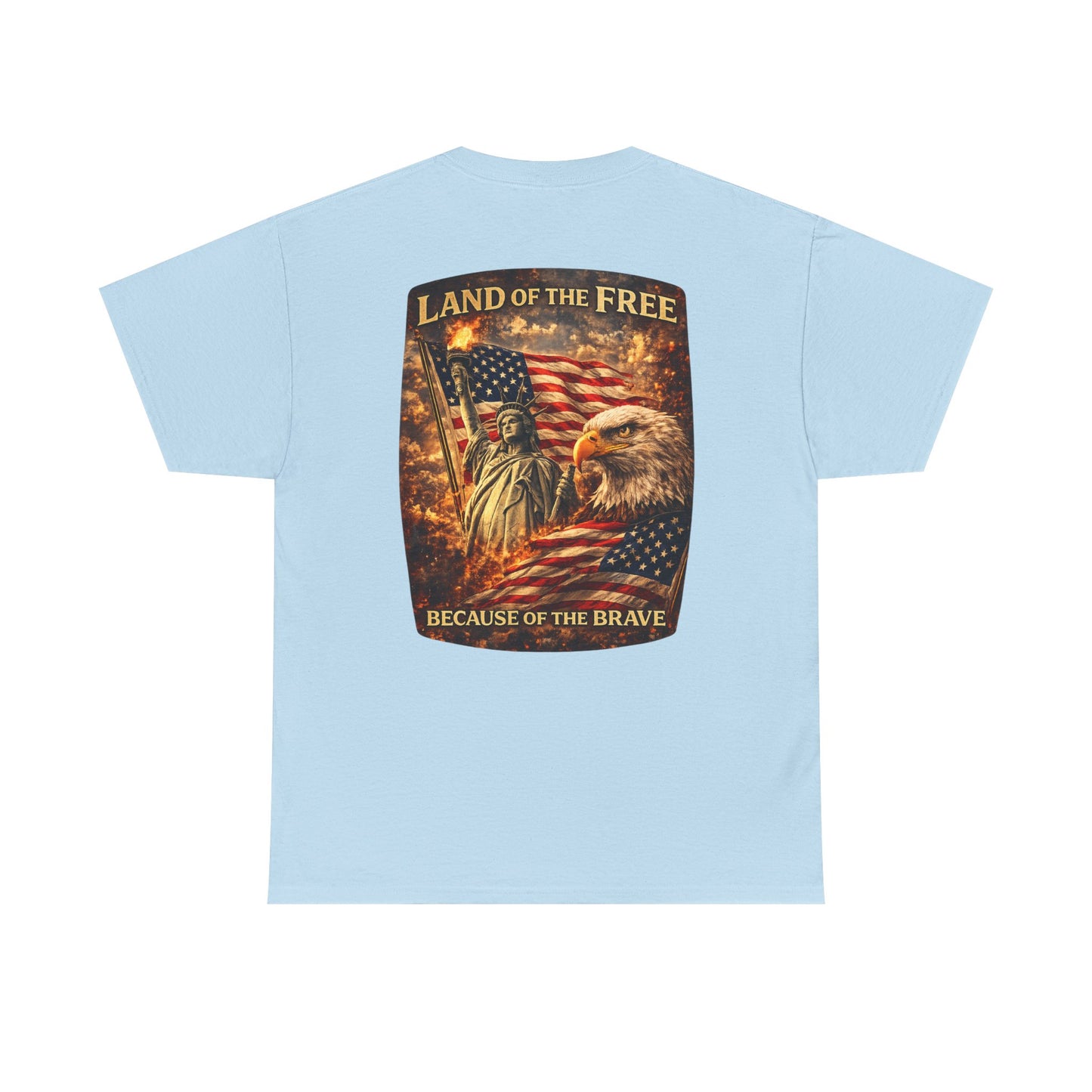 Patriotic 'Land of the Free' American Flag, Statue of Liberty & Eagle Graphic T-shirt