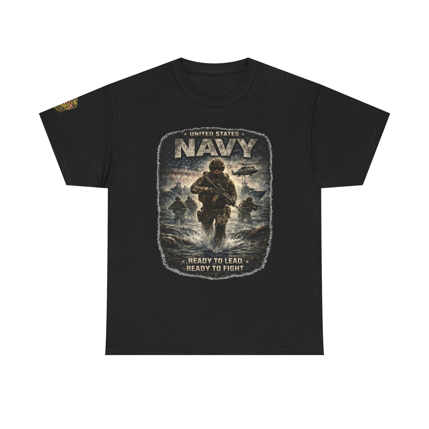 Navy  T-Shirt - "Ready to Learn, Ready to Fight" Military w/ Legacy 5 Brand Crest