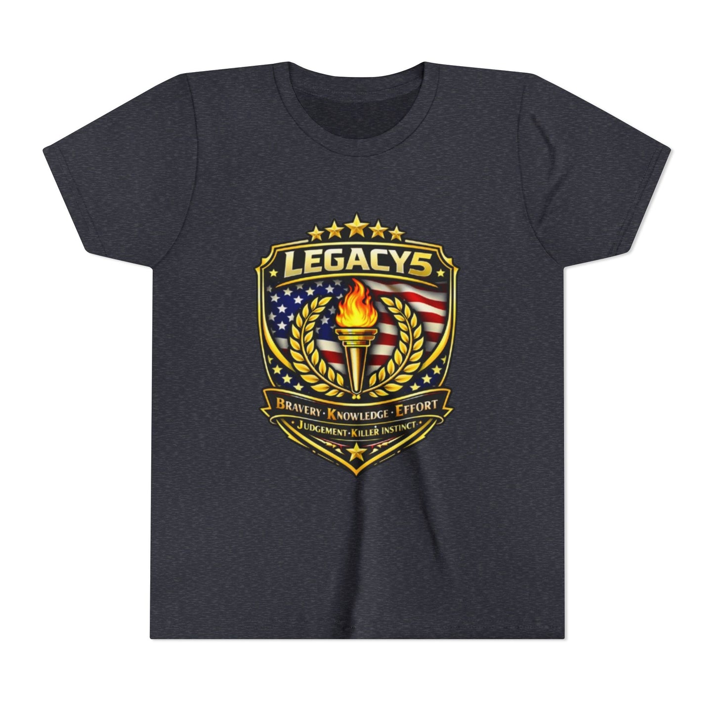 Youth Tee — "Legacys" Patriotic Torch Emblem