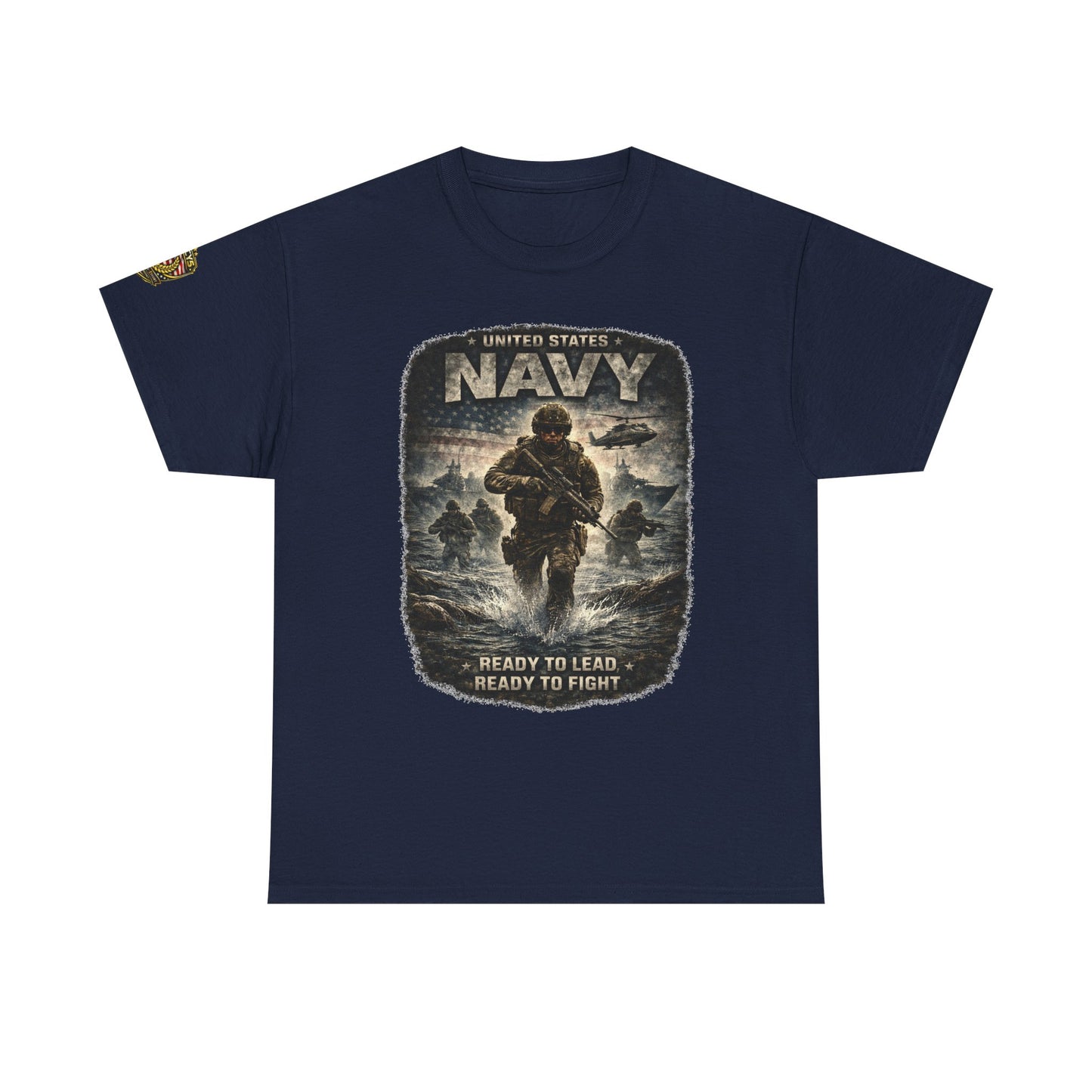 Navy  T-Shirt - "Ready to Learn, Ready to Fight" Military w/ Legacy 5 Brand Crest
