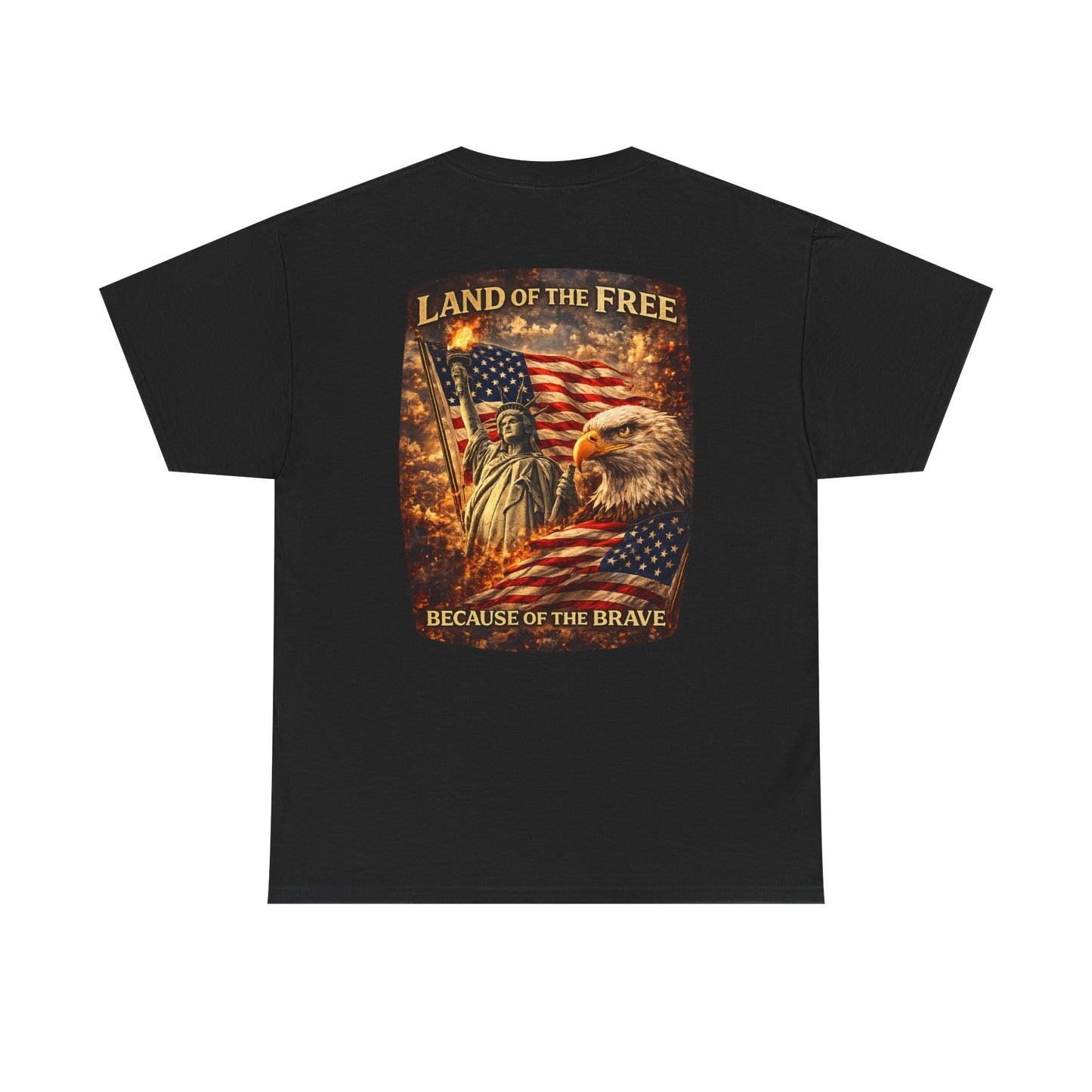Patriotic 'Land of the Free' American Flag, Statue of Liberty & Eagle Graphic T-shirt