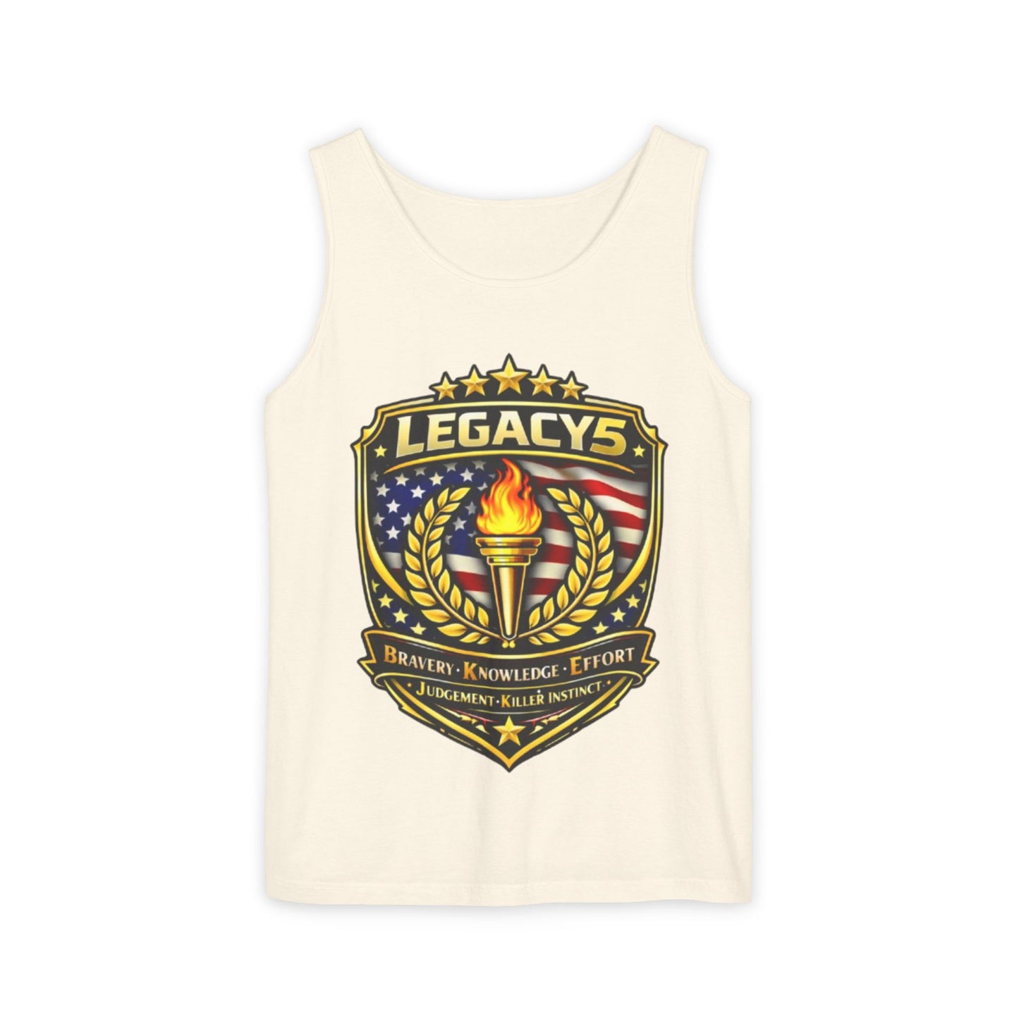 Legacy Shield Tank Top â€” American Flag Torch Emblem