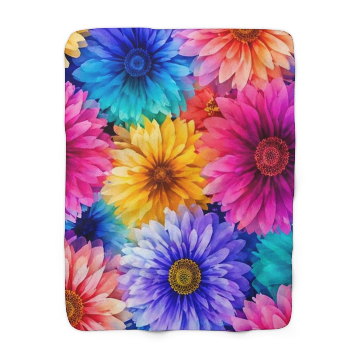 Floral Sherpa Blanket – Vibrant Rainbow Daisy Cozy Throw