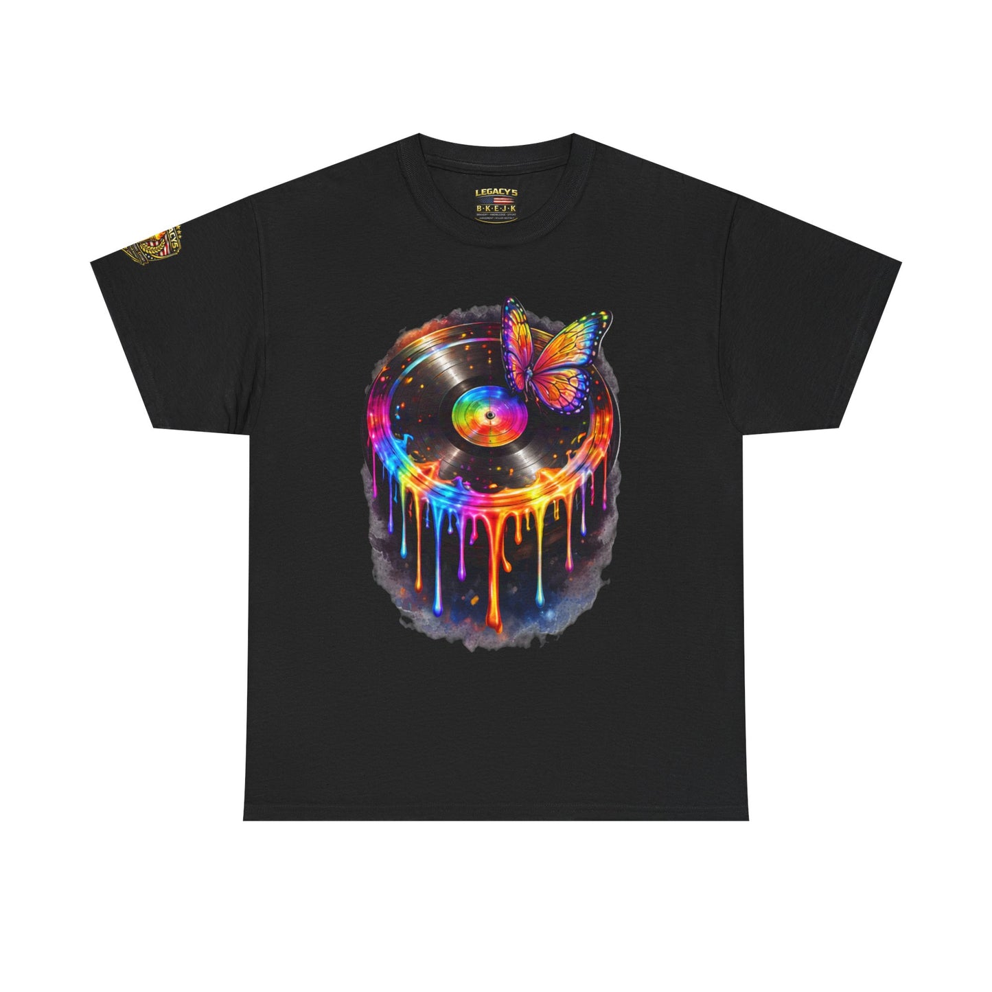 Colorful Dripping Retro Music Vinyl Record Butterfly T-Shirt