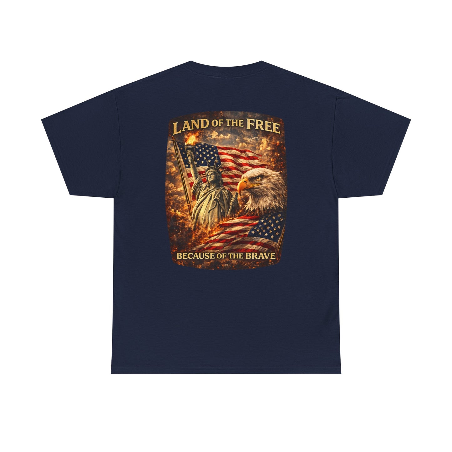 Patriotic 'Land of the Free' American Flag, Statue of Liberty & Eagle Graphic T-shirt