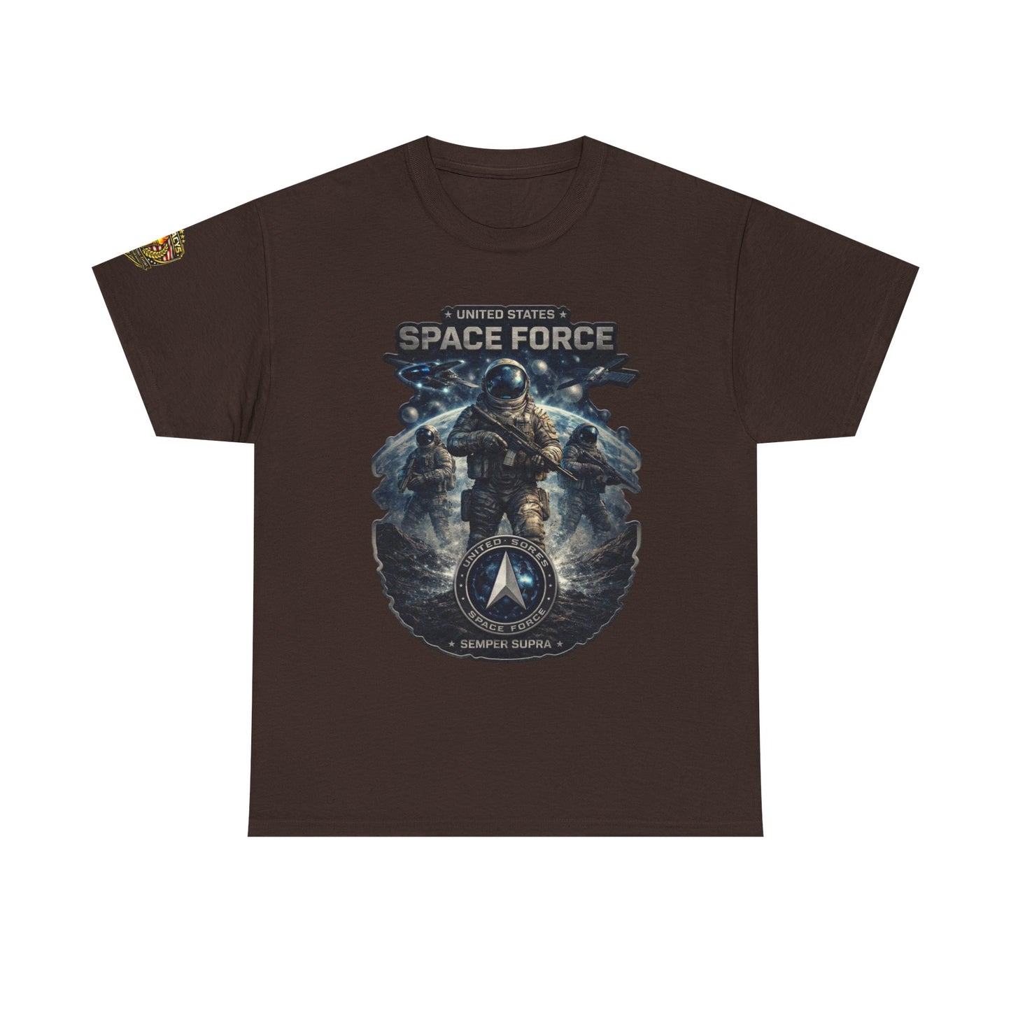 Space Force Graphic Tee â€” Astronaut Troopers Military Space Design w/ Legacy 5 Brand Crest