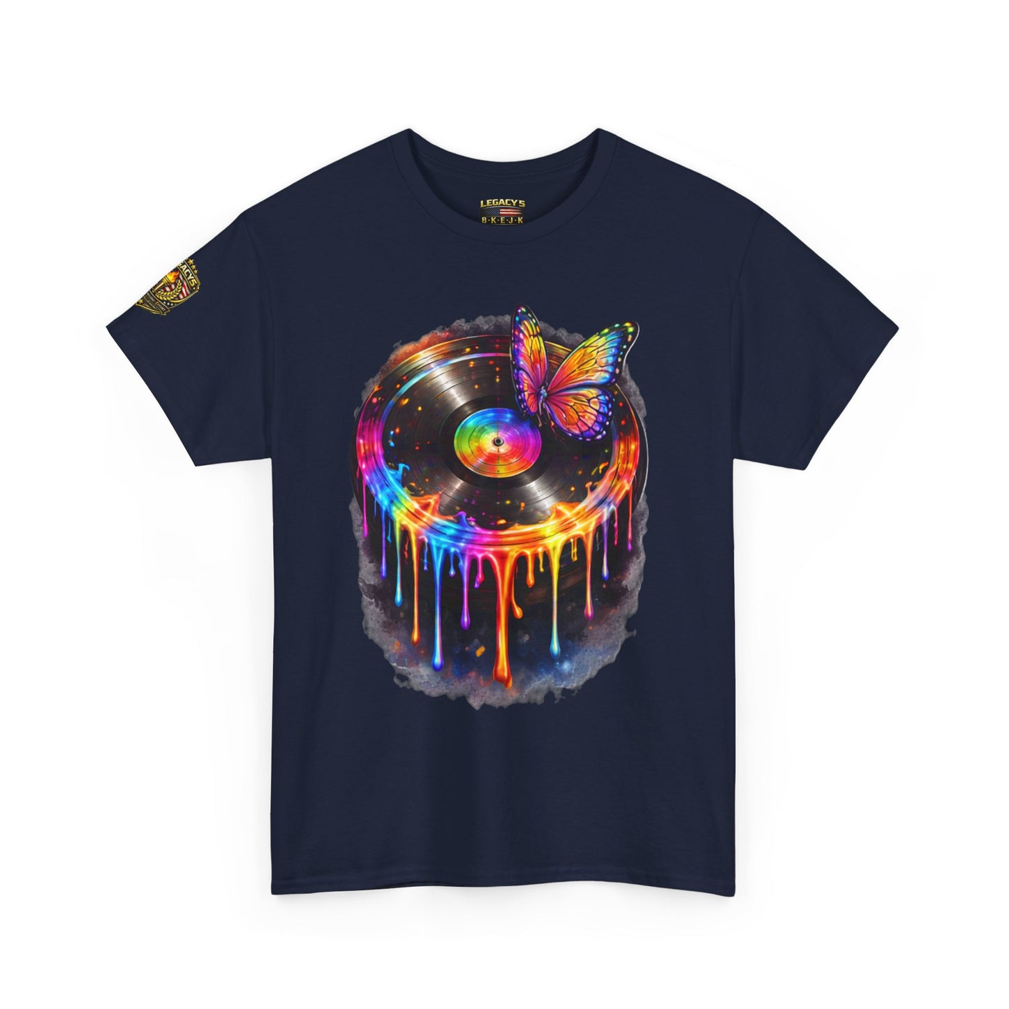 Colorful Dripping Retro Music Vinyl Record Butterfly T-Shirt