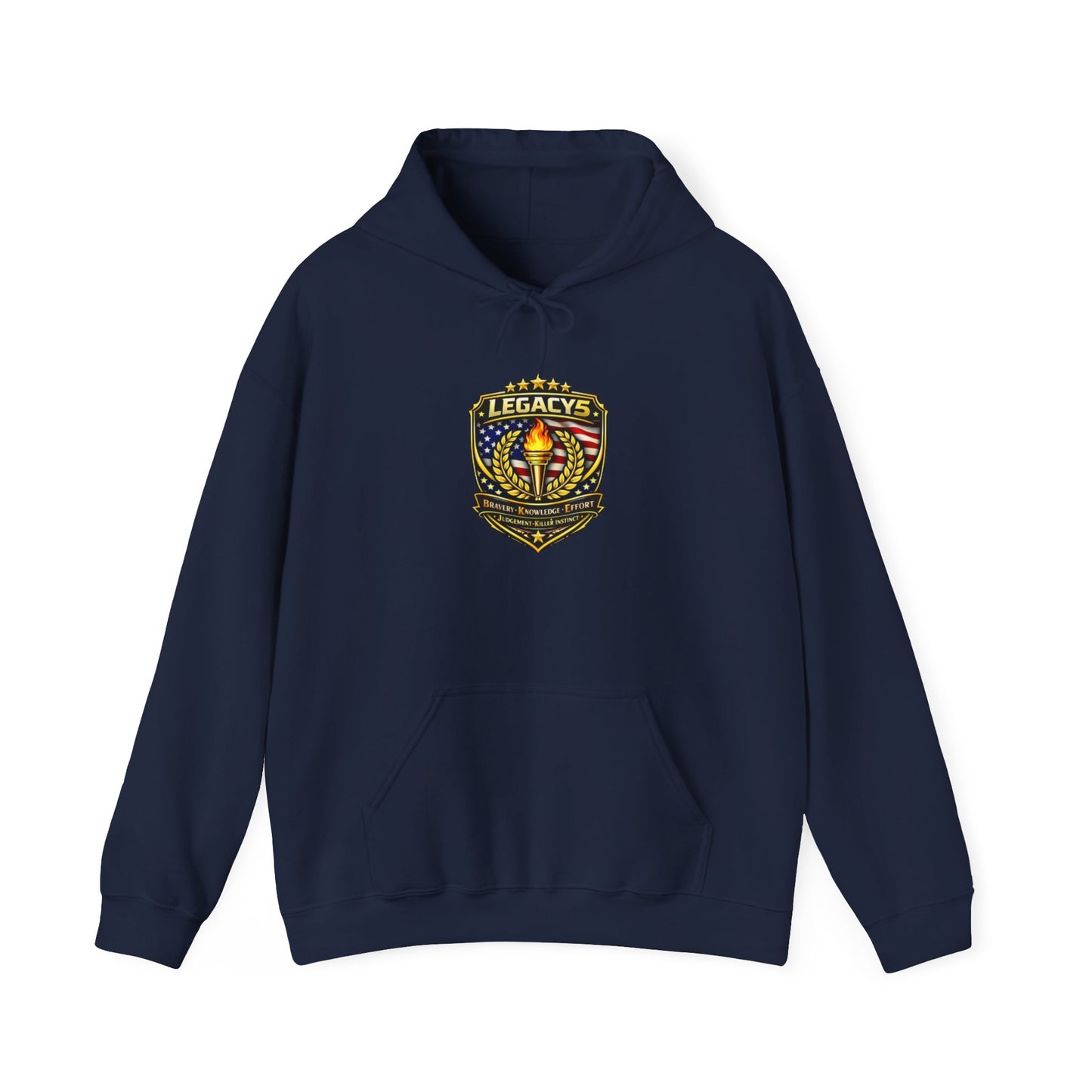 Legacy Shield Hoodie â€” American Flag Torch Emblem Sweatshirt