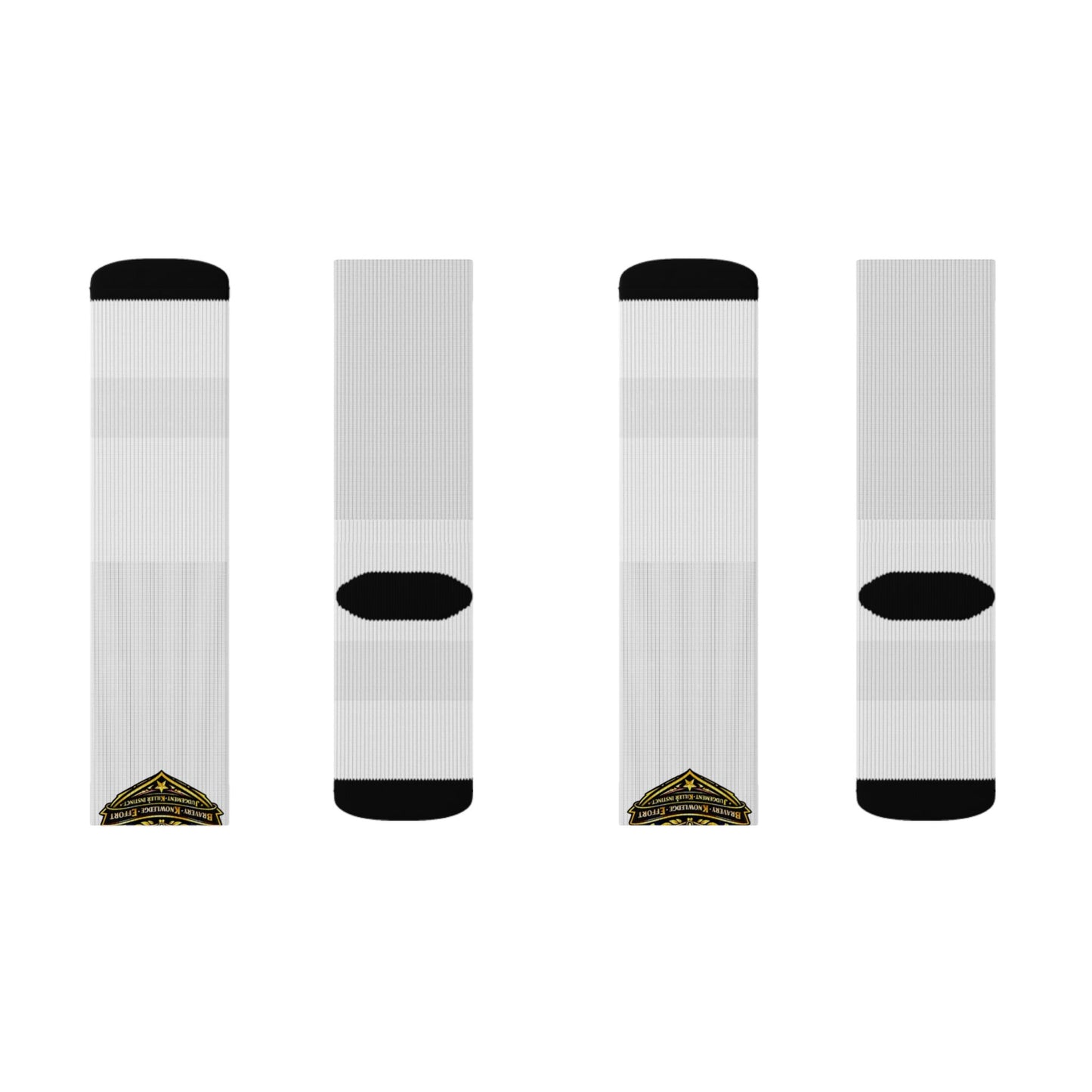 Embroidered Crest Sublimation Socks — Vintage Heraldic Badge Crew Socks