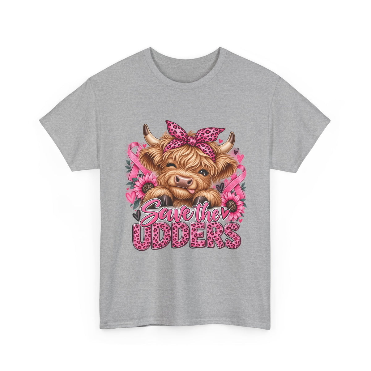 Save the Udders Cow T-Shirt — Breast Cancer Awareness Pink Ribbon Tee