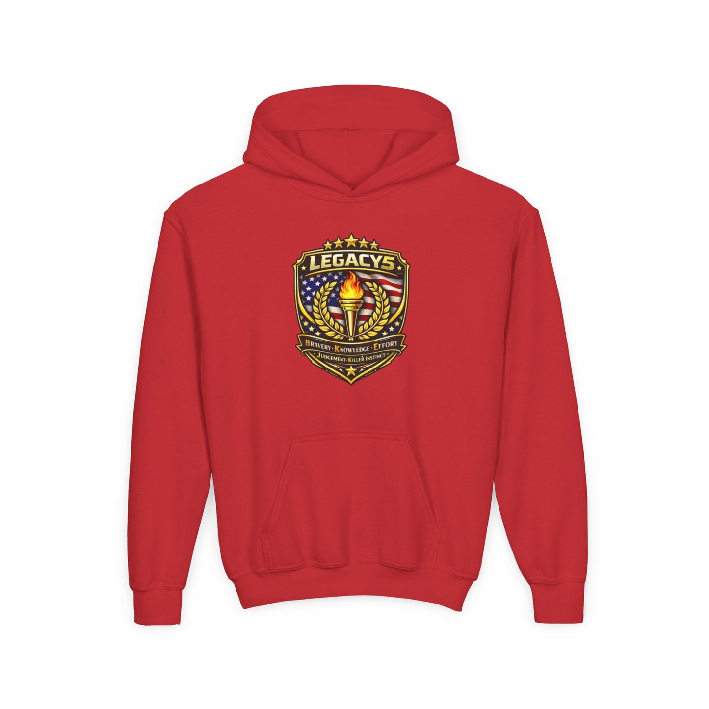 Youth Hoodie â€” "Legacy's" American Flag Torch Emblem