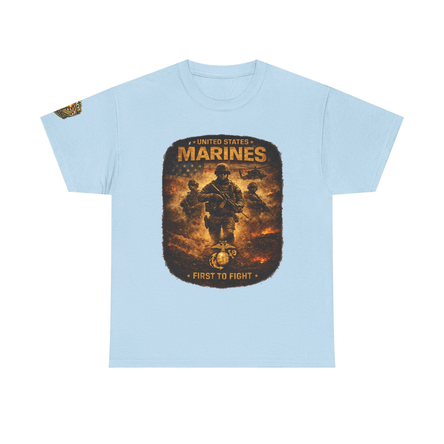 Marines "First to Fight" Graphic Tee â€” U.S. Marines Military Tribute w/ Legacy 5 Brand Crest