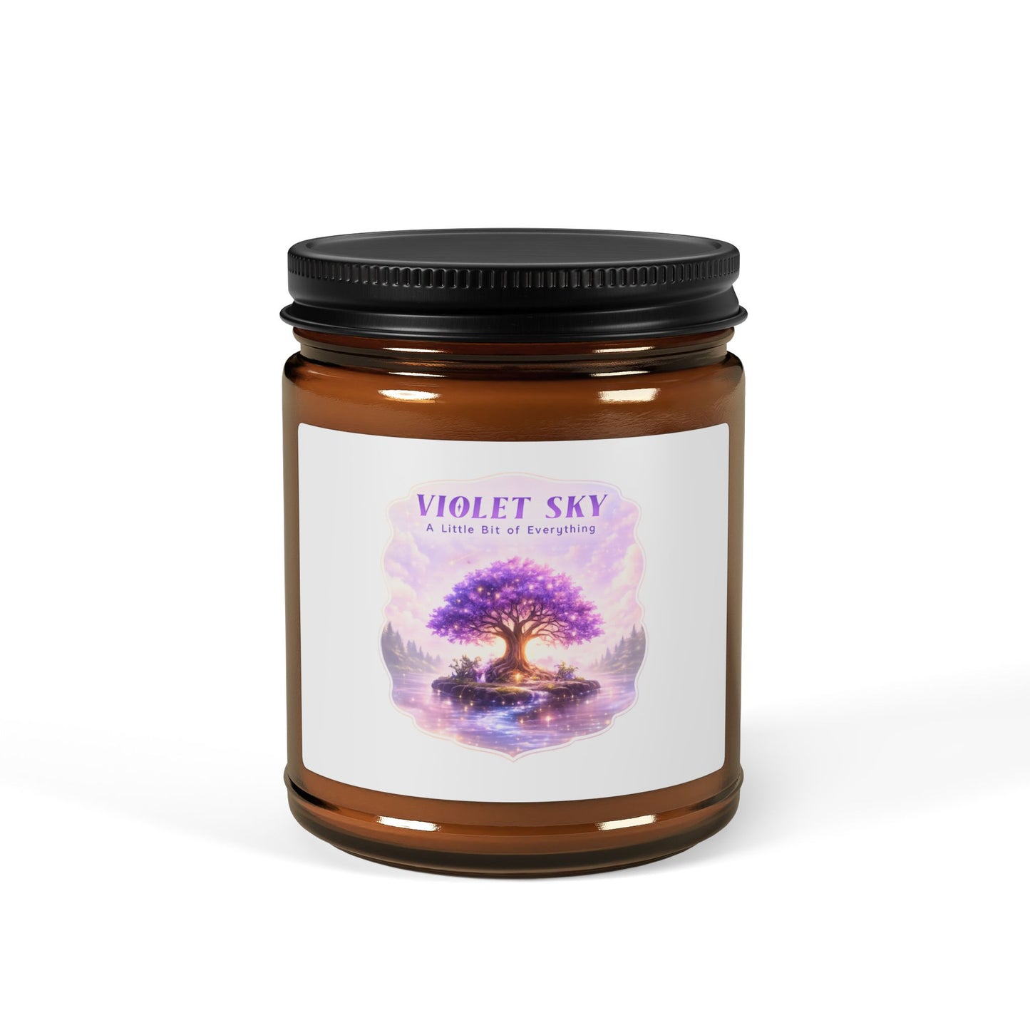 Violet Sky Soy Candle â€” Amber Jar Aromatherapy Candle