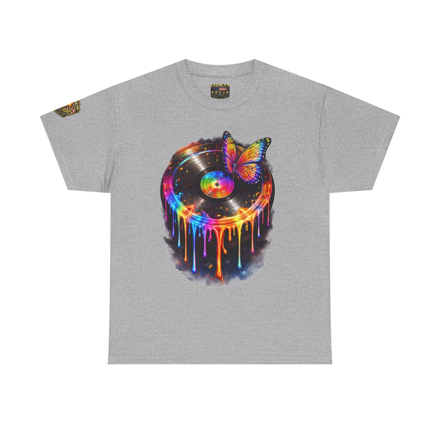 Colorful Dripping Retro Music Vinyl Record Butterfly T-Shirt