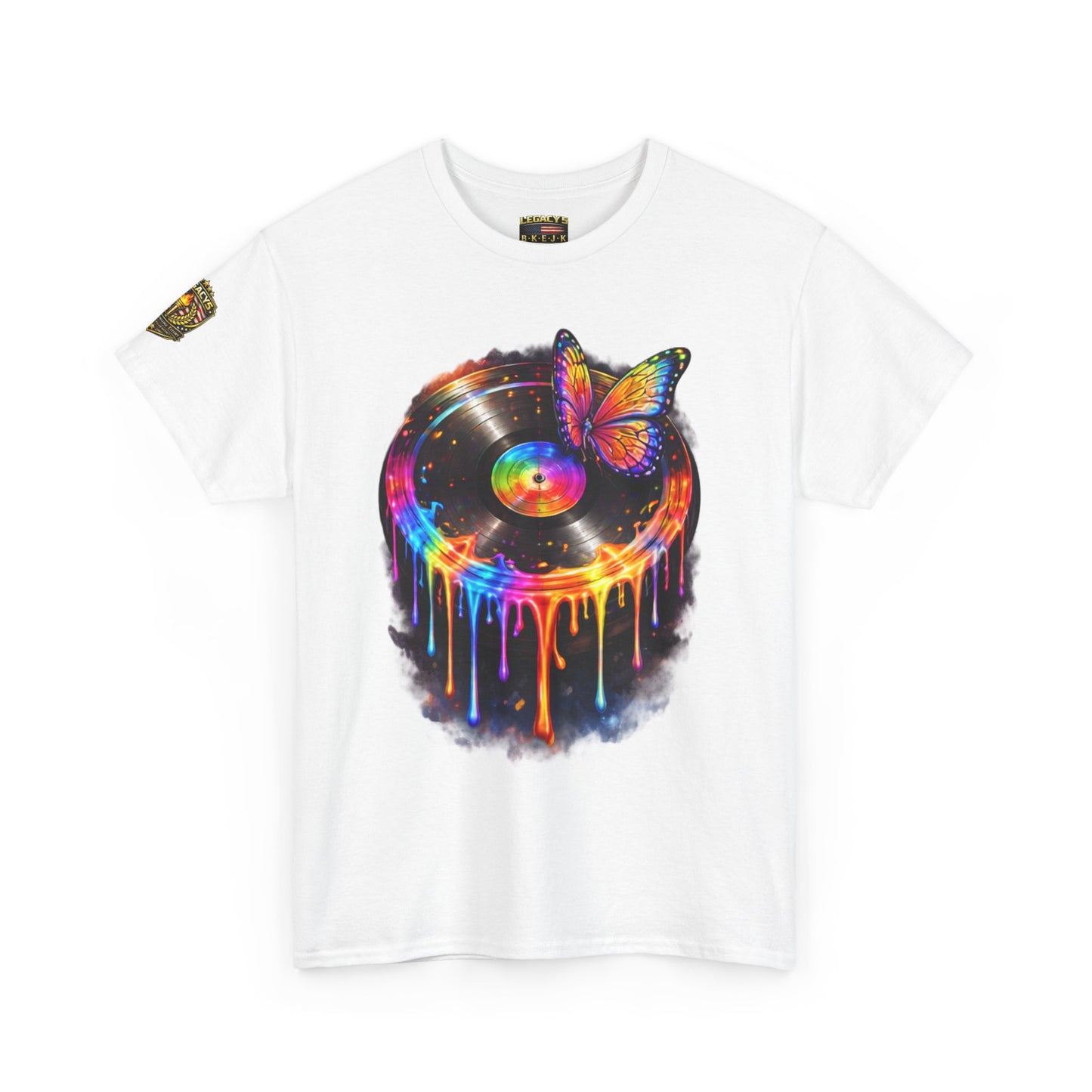 Colorful Dripping Retro Music Vinyl Record Butterfly T-Shirt