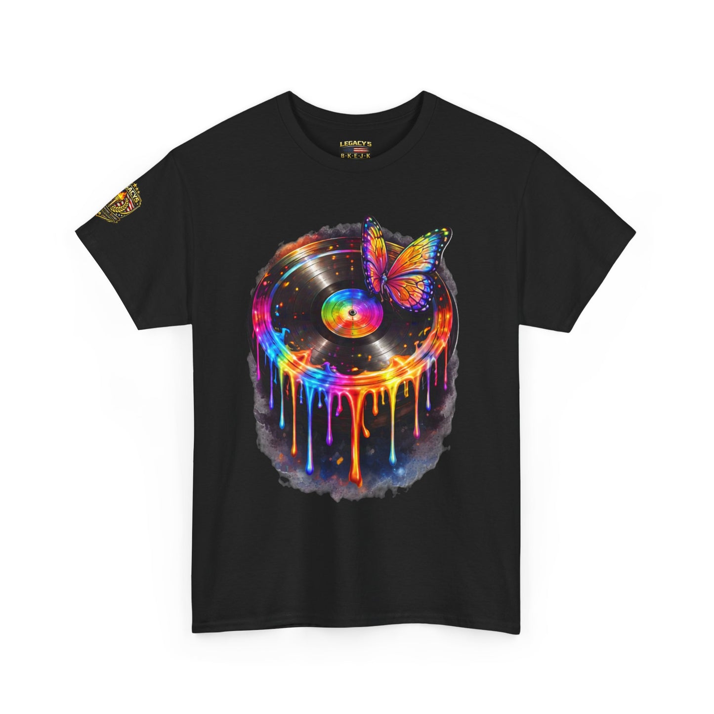 Colorful Dripping Retro Music Vinyl Record Butterfly T-Shirt