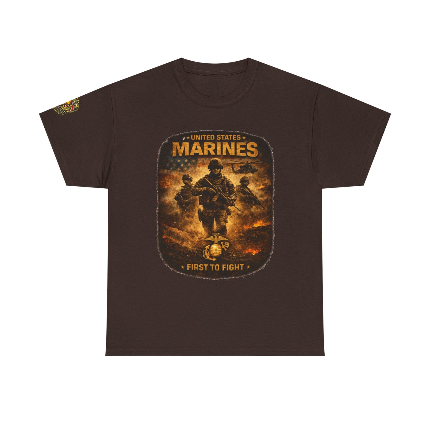 Marines "First to Fight" Graphic Tee â€” U.S. Marines Military Tribute w/ Legacy 5 Brand Crest