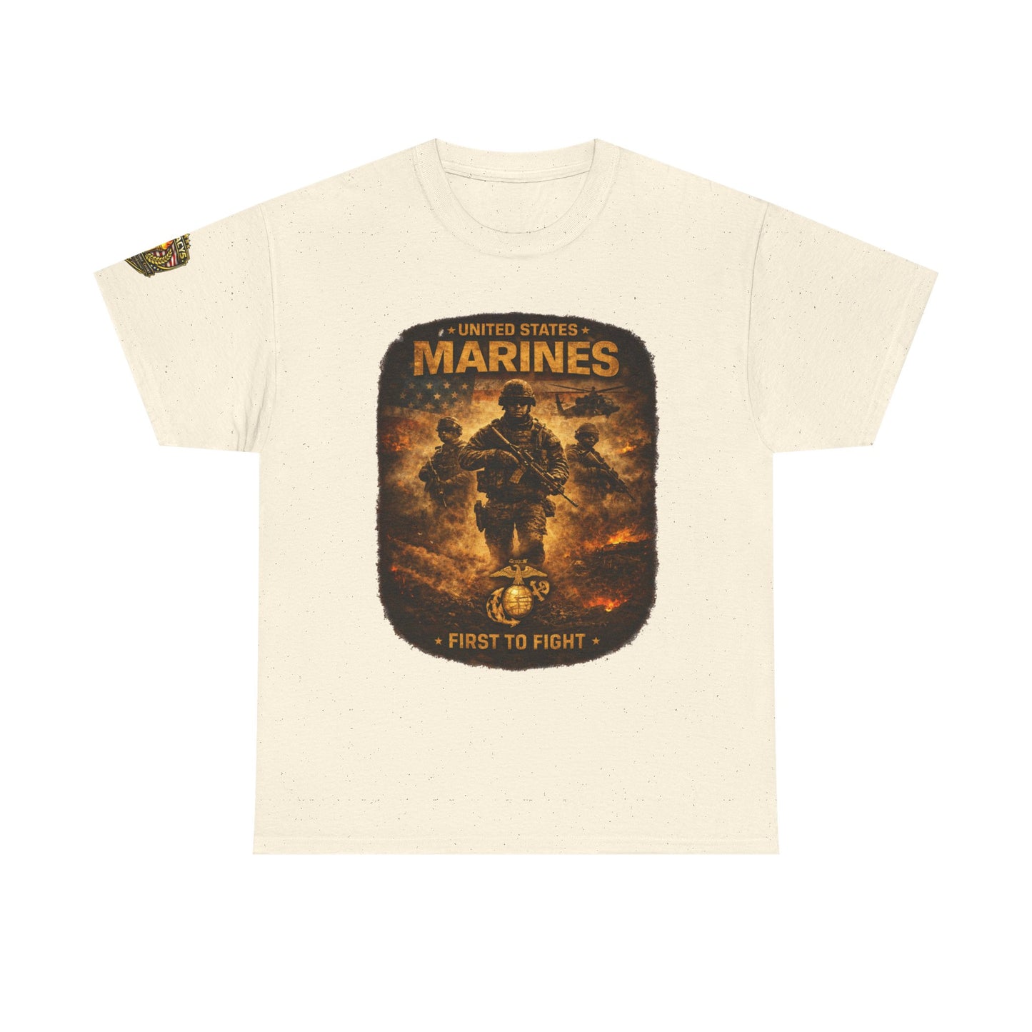 Marines "First to Fight" Graphic Tee â€” U.S. Marines Military Tribute w/ Legacy 5 Brand Crest