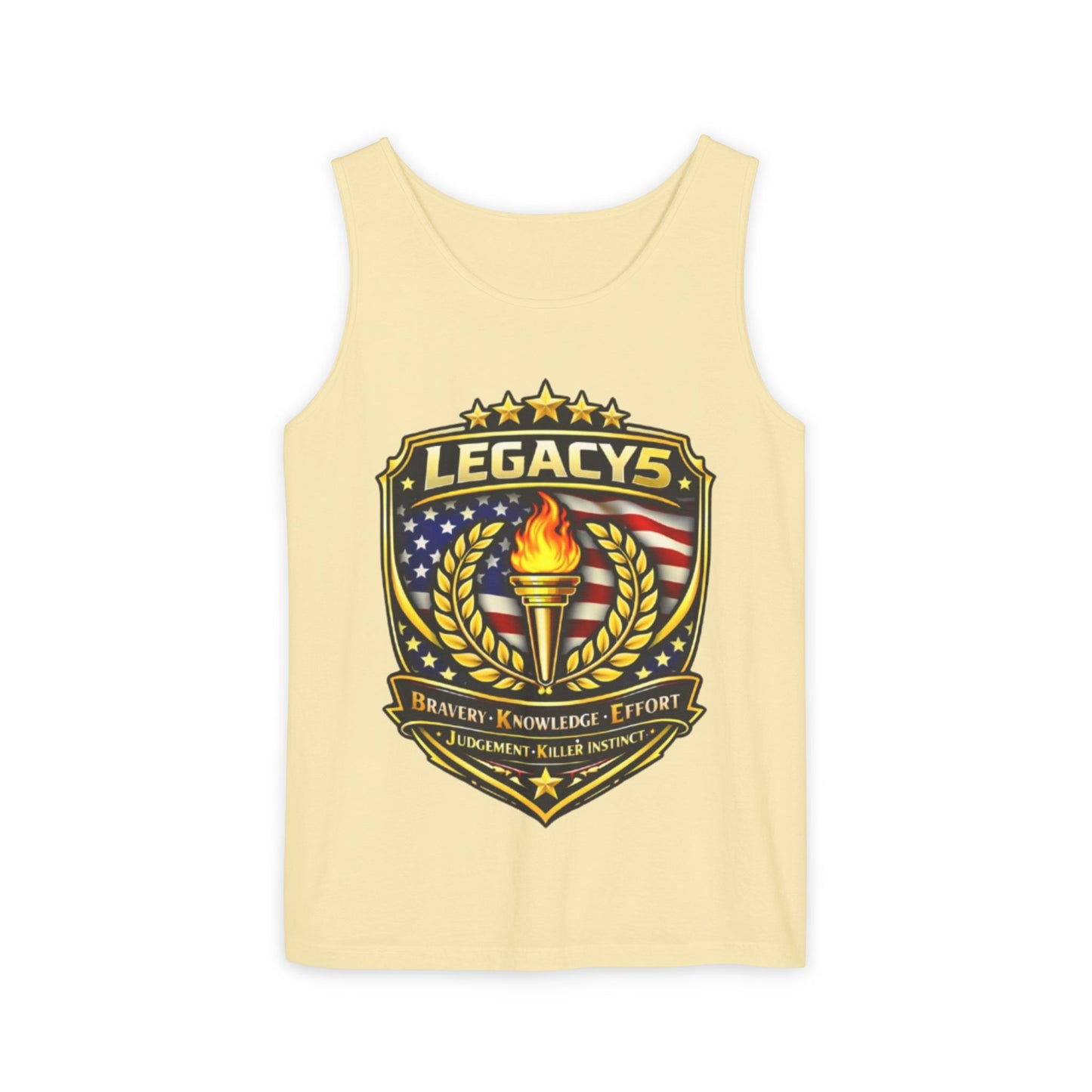 Legacy Shield Tank Top â€” American Flag Torch Emblem