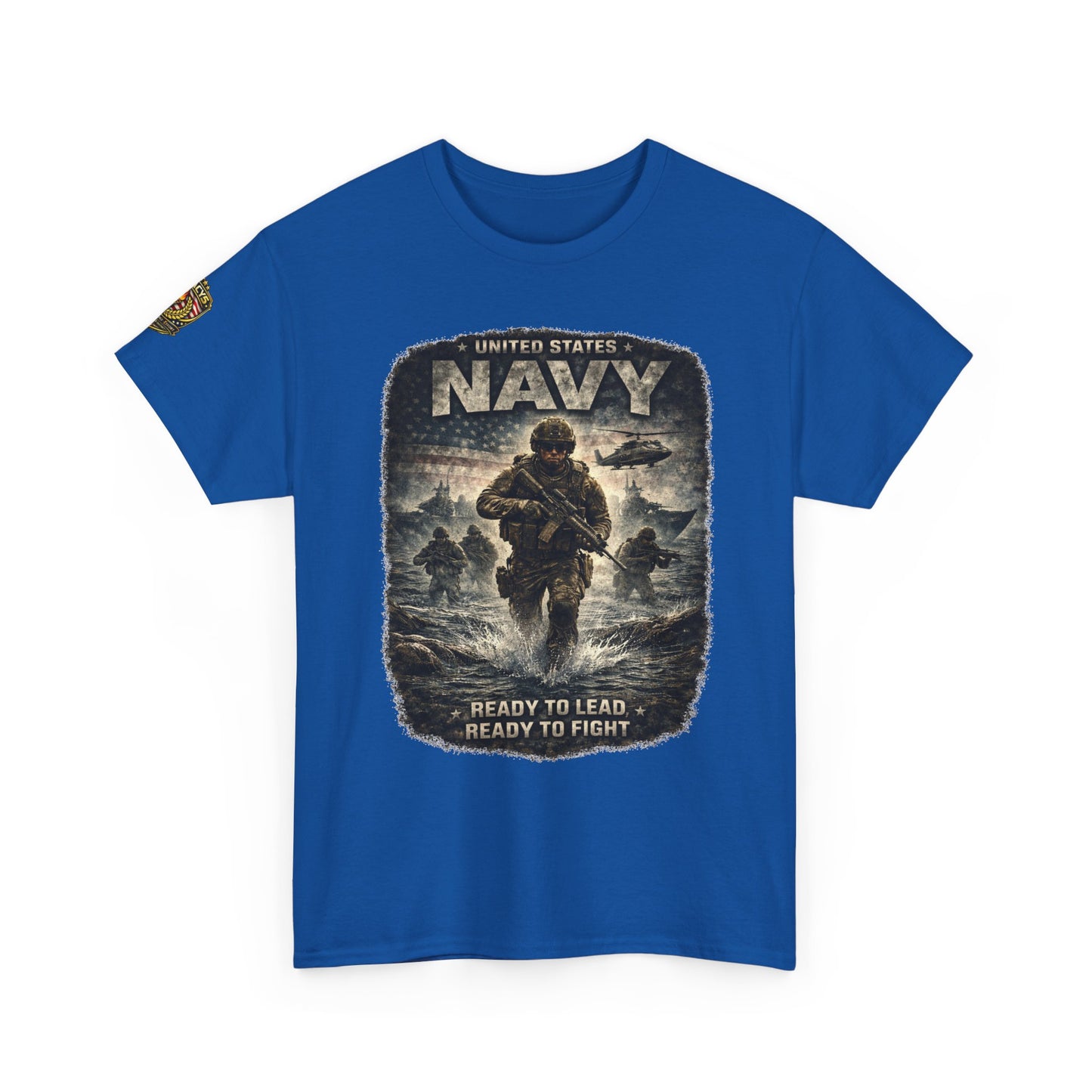 Navy  T-Shirt - "Ready to Learn, Ready to Fight" Military w/ Legacy 5 Brand Crest
