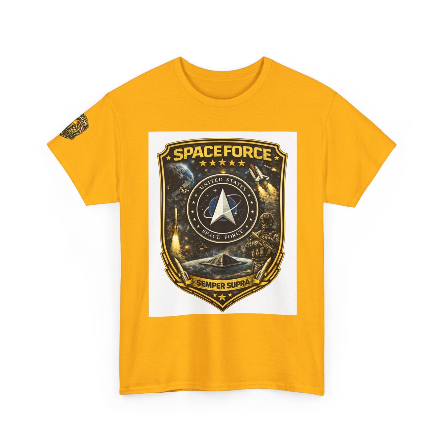 Space Force Shield T-Shirt â€” 'Spaceforce' Emblem w/ Legacy 5 Brand Crest