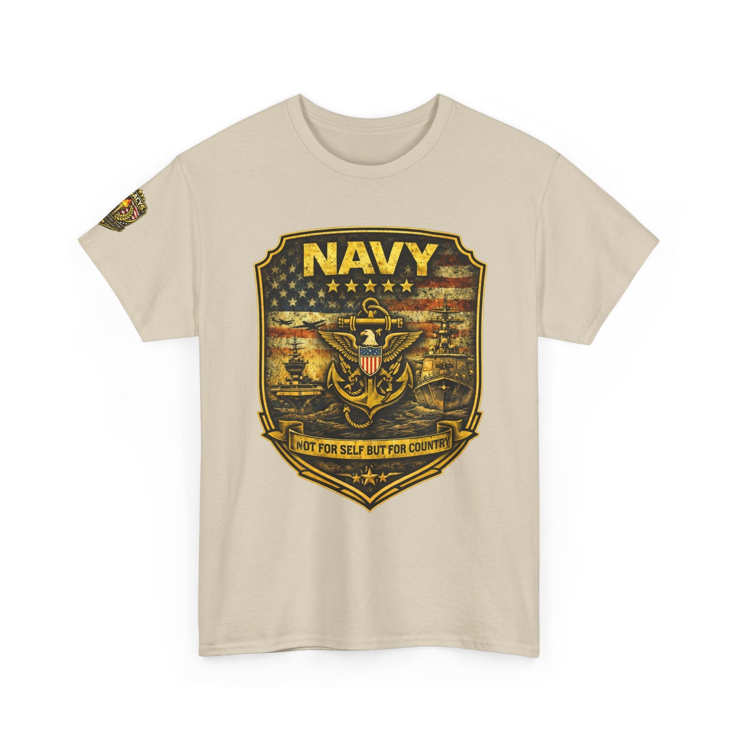 Navy Shield Graphic Tee â€” 'Not For Self But For Country' Patriotic Military w/ Legacy 5 Brand Crest