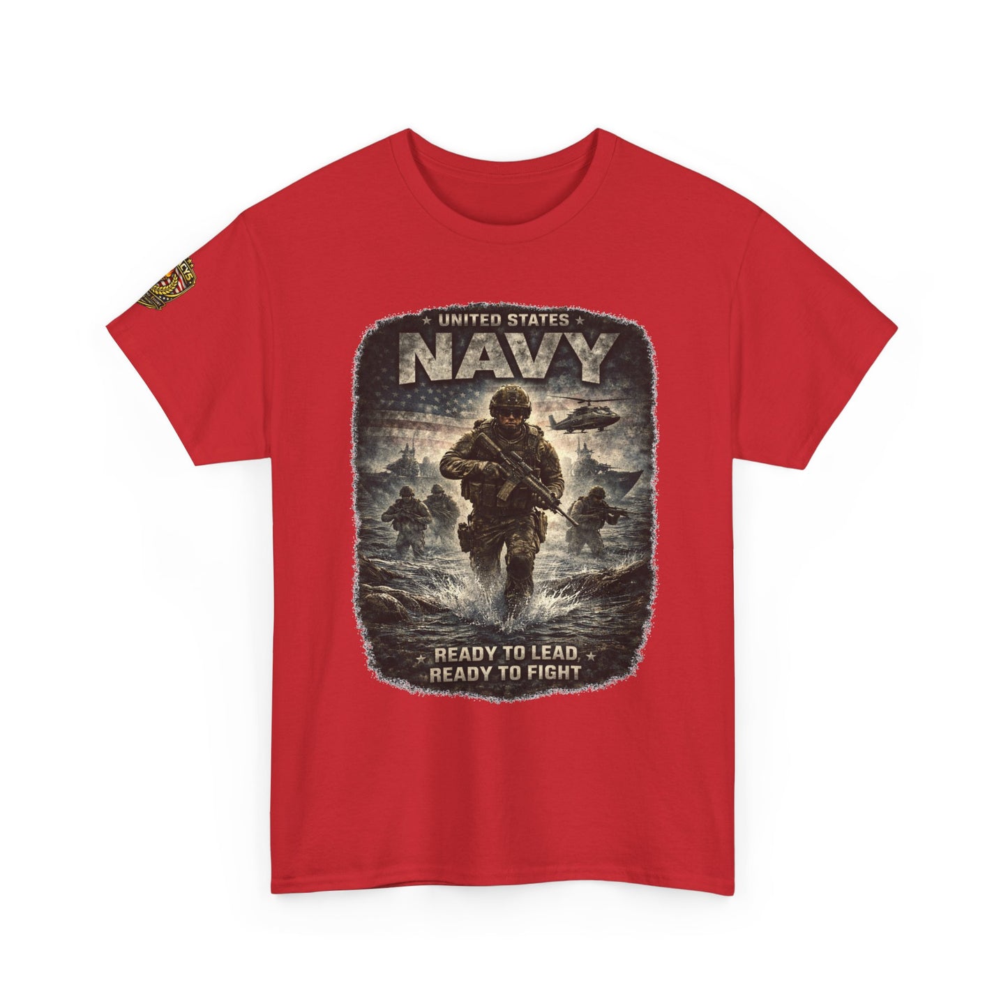 Navy  T-Shirt - "Ready to Learn, Ready to Fight" Military w/ Legacy 5 Brand Crest