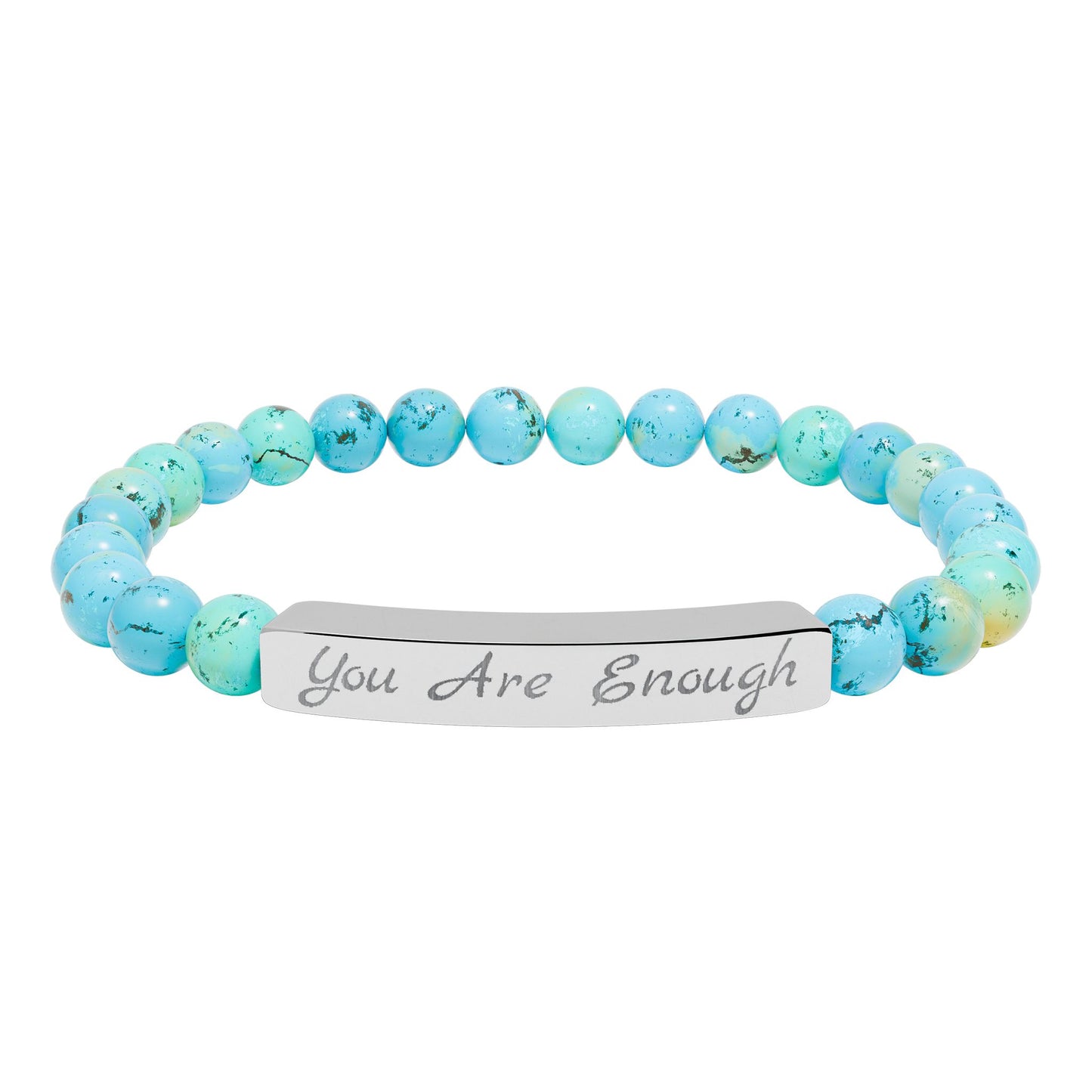 Engraved 'You Are Enough' Natural Stone Stretch Bracelet