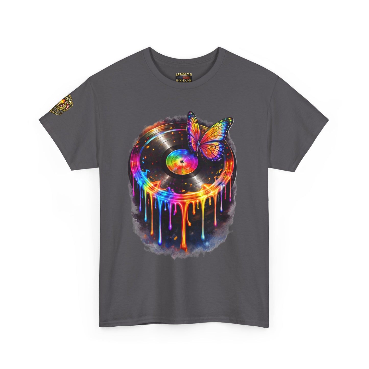 Colorful Dripping Retro Music Vinyl Record Butterfly T-Shirt