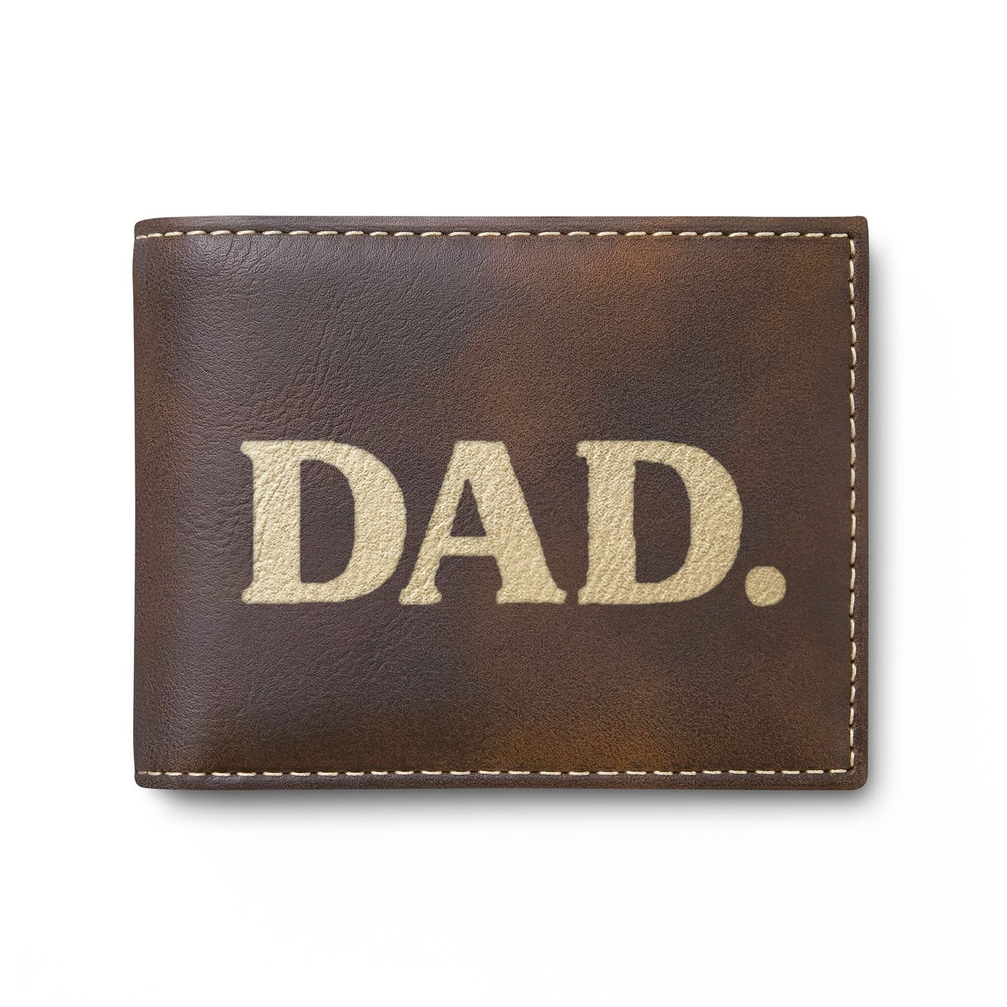 DAD. Embroidered Bi-Fold Wallet — Slim Leather Flip Wallet for Fathers, Father’s Day Gift