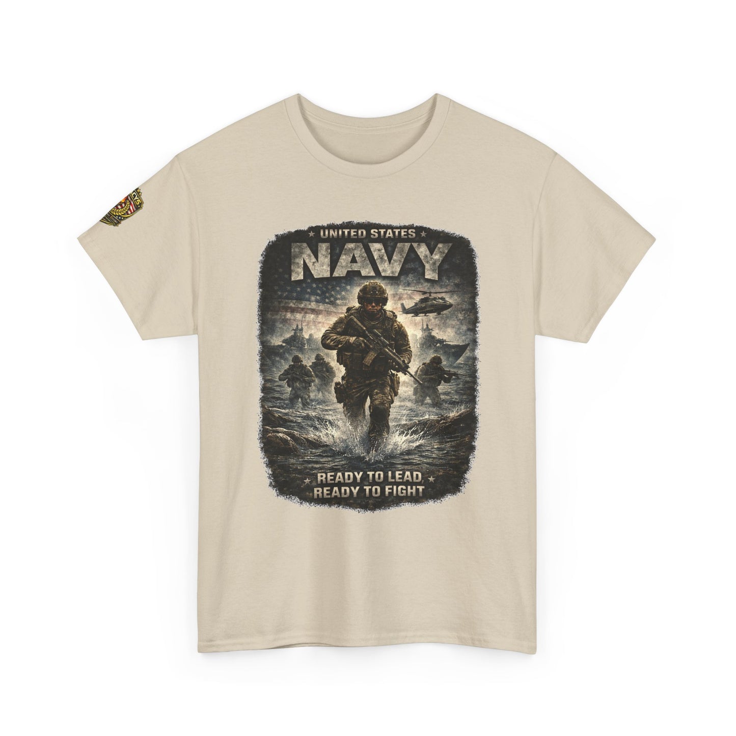 Navy  T-Shirt - "Ready to Learn, Ready to Fight" Military w/ Legacy 5 Brand Crest