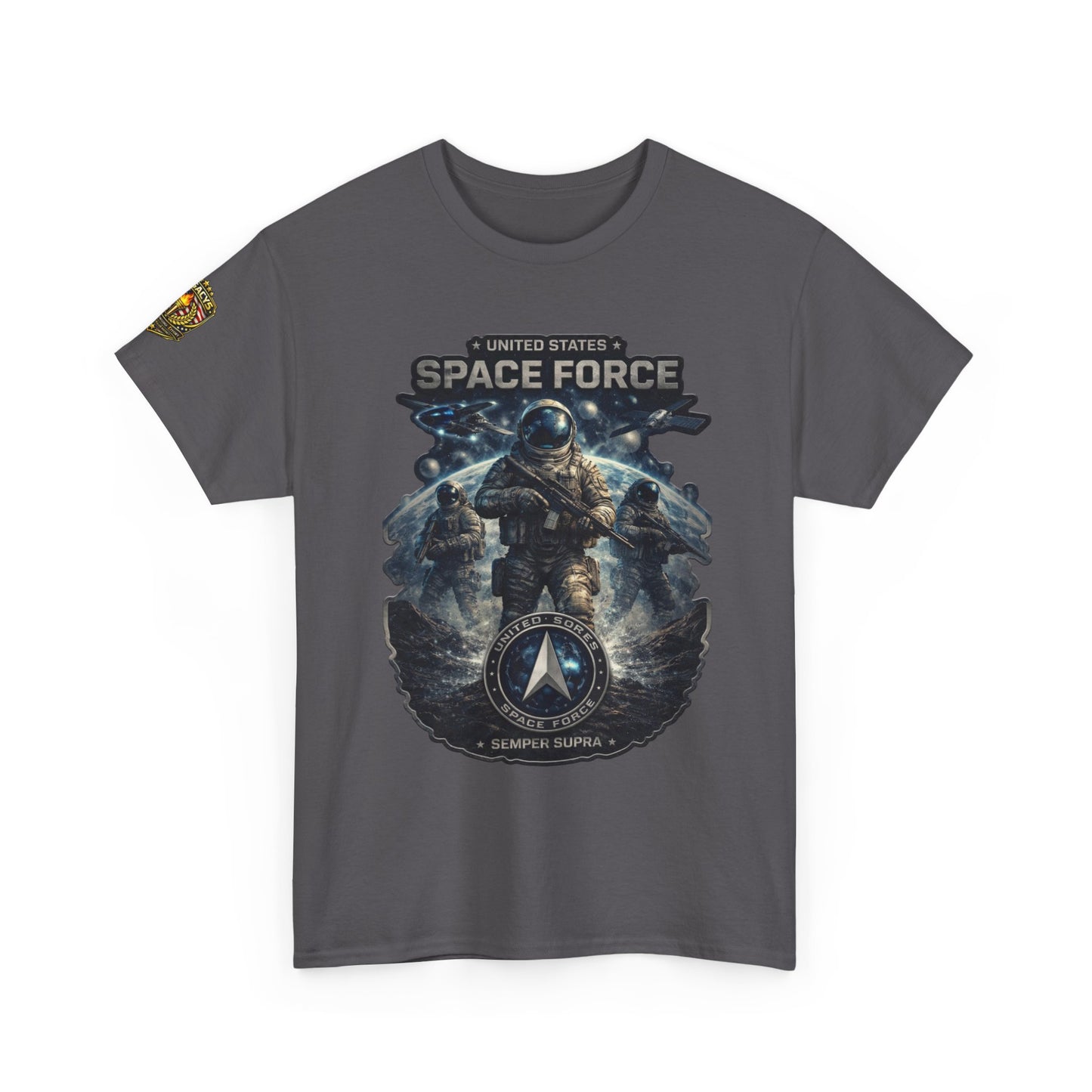 Space Force Graphic Tee â€” Astronaut Troopers Military Space Design w/ Legacy 5 Brand Crest
