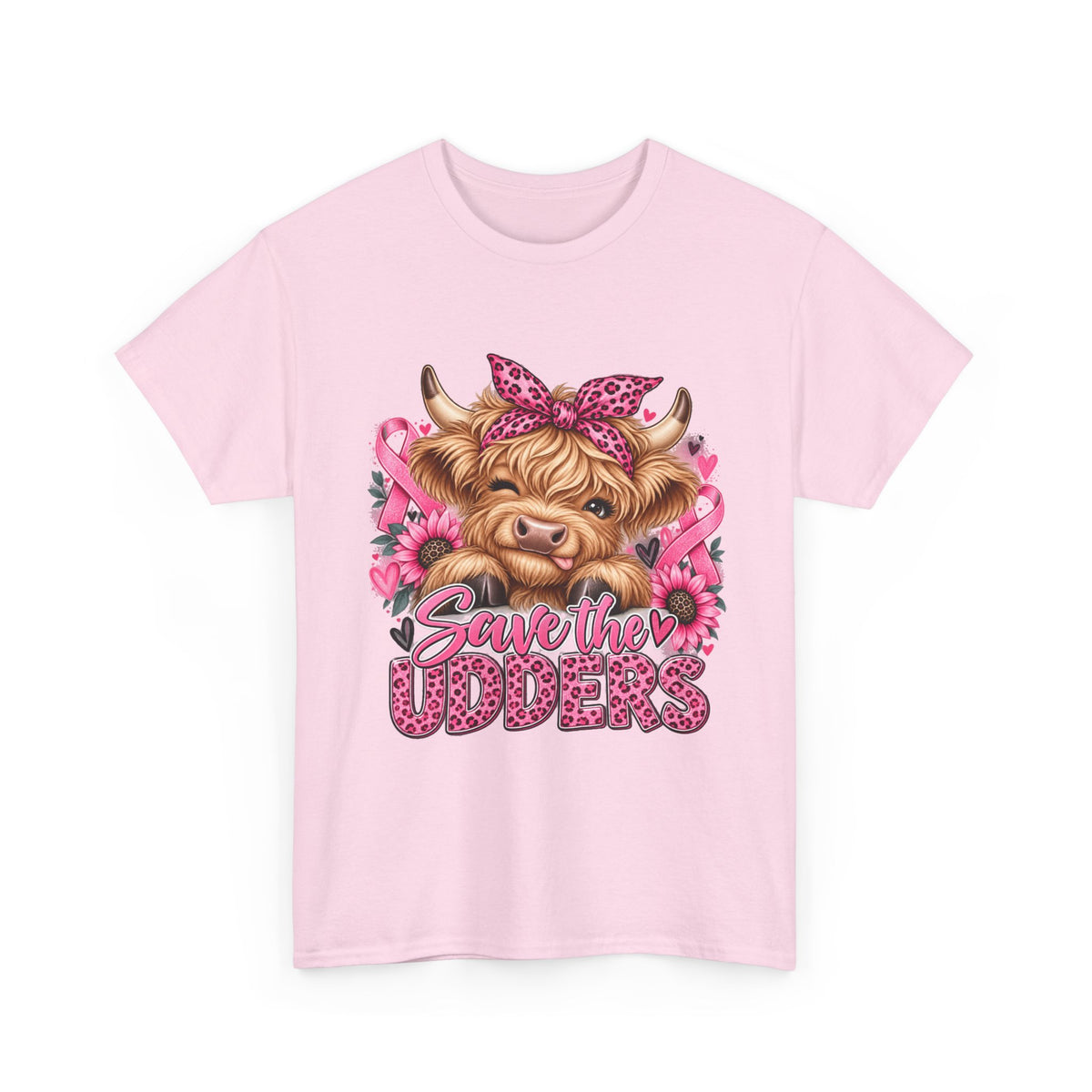 Save the Udders Cow T-Shirt — Breast Cancer Awareness Pink Ribbon Tee