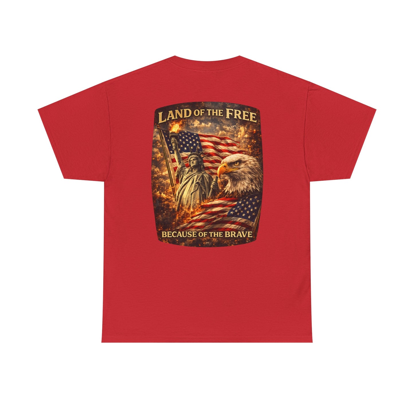 Patriotic 'Land of the Free' American Flag, Statue of Liberty & Eagle Graphic T-shirt