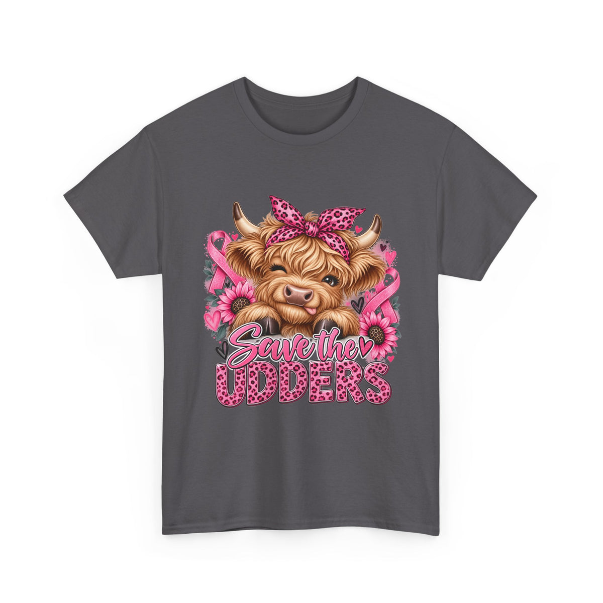 Save the Udders Cow T-Shirt — Breast Cancer Awareness Pink Ribbon Tee