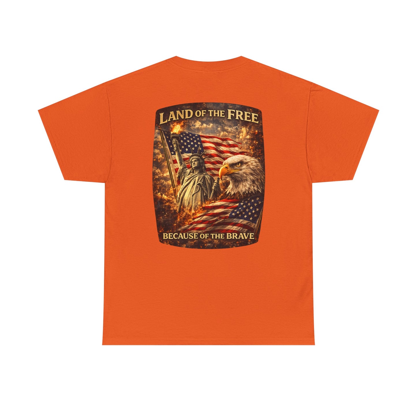 Patriotic 'Land of the Free' American Flag, Statue of Liberty & Eagle Graphic T-shirt