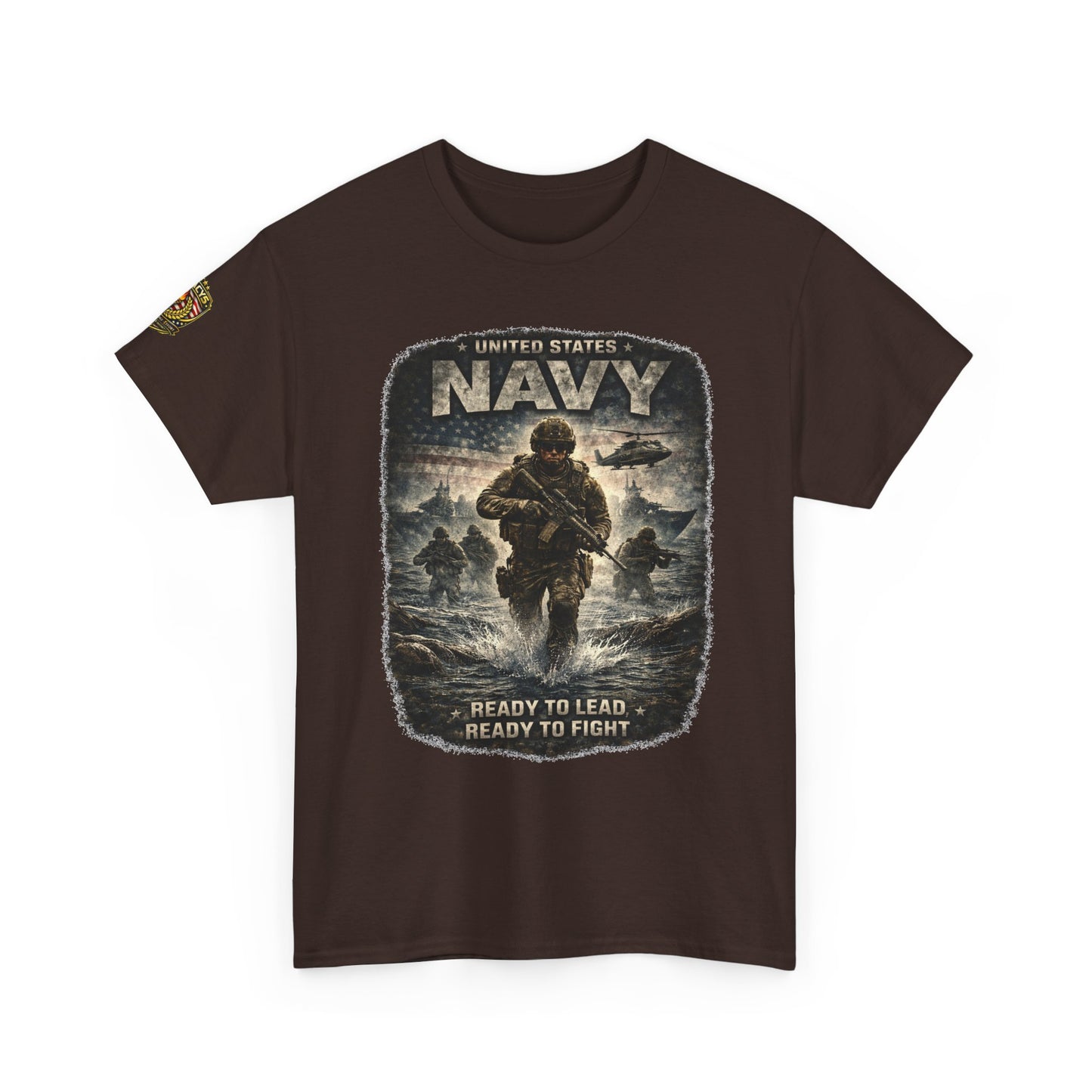 Navy  T-Shirt - "Ready to Learn, Ready to Fight" Military w/ Legacy 5 Brand Crest