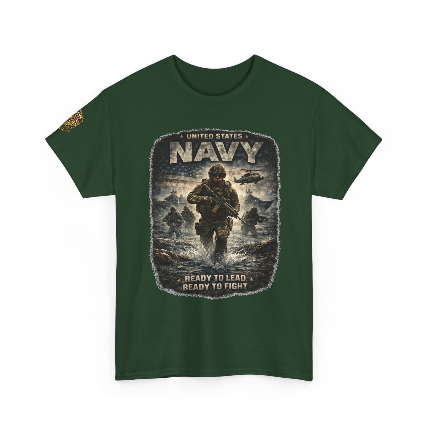 Navy  T-Shirt - "Ready to Learn, Ready to Fight" Military w/ Legacy 5 Brand Crest